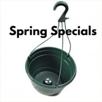 27CM PLASTIC HANGING POTS / BASKETS PLANTERS X10 - DARK GREEN